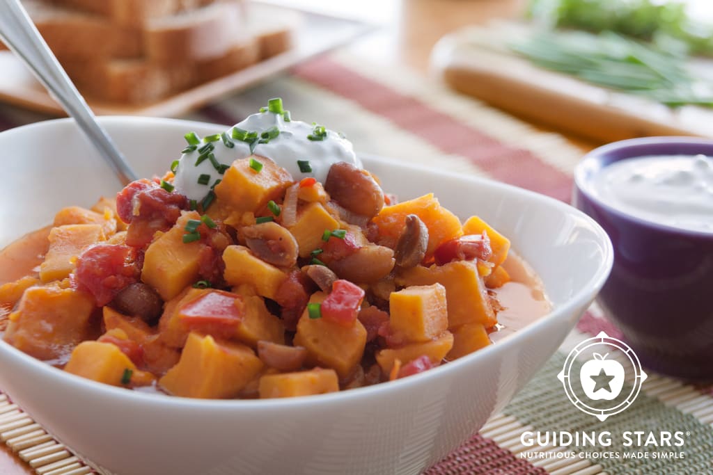 African Ground Nut Stew with Sour Cream-Chive Topping