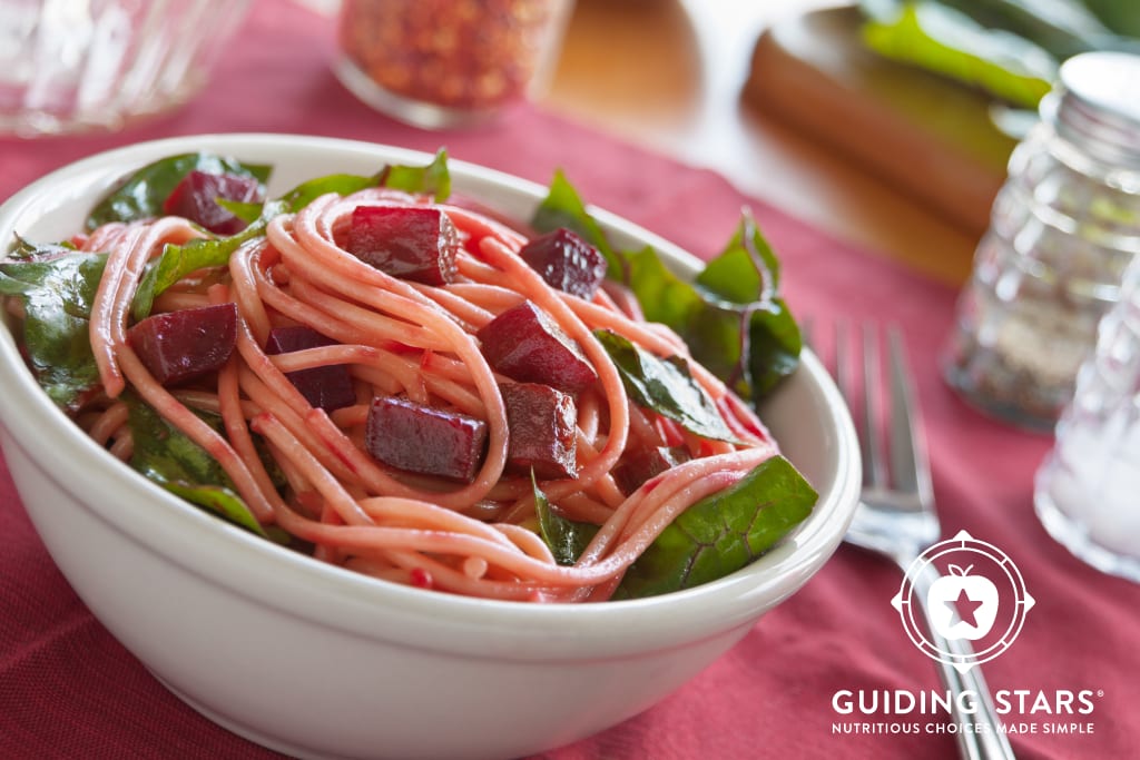 Spaghetti with Beets and Greens