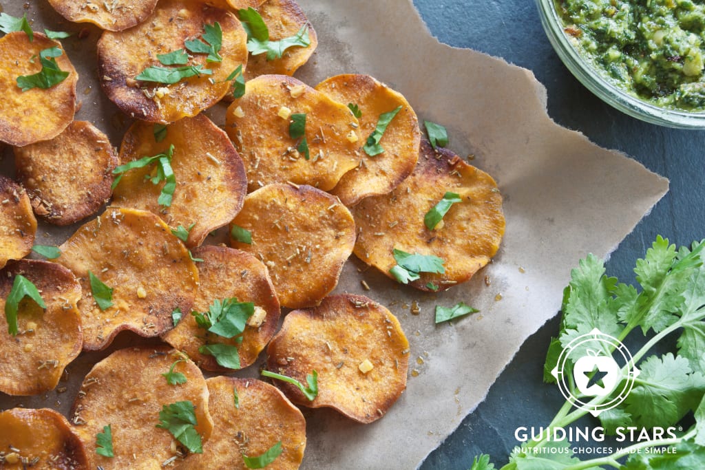 Garlic Rosemary Baked Sweet Potato Chips