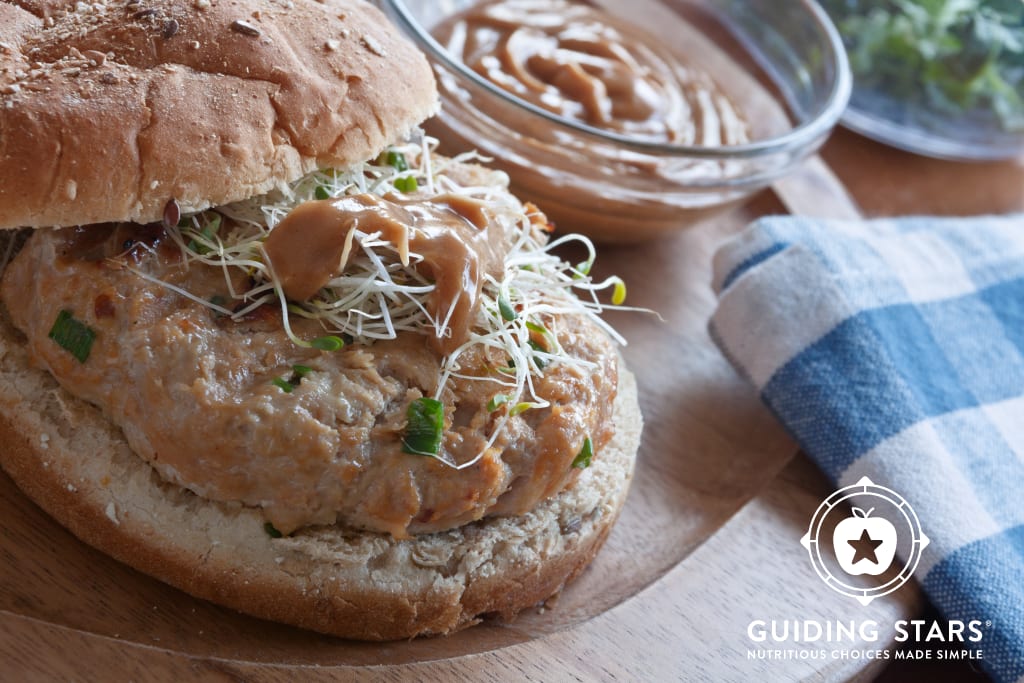 Chicken Burgers with Peanut Sauce