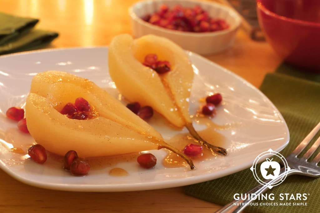 Poached Pears with Pomegranate Seeds