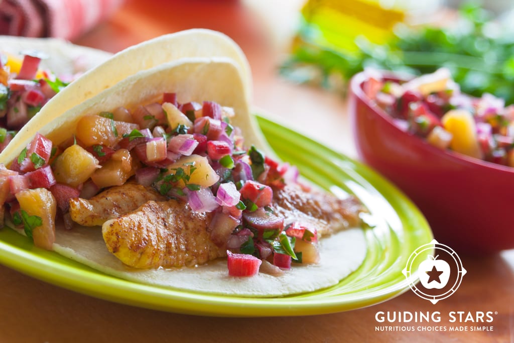 Fish Tacos with Rhubarb Salsa