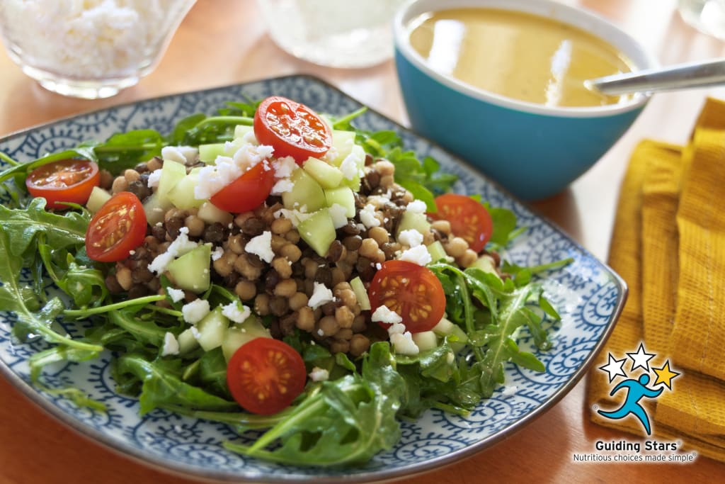 Couscous, Lentil & Arugula Salad with Garlic-Dijon Vinaigrette