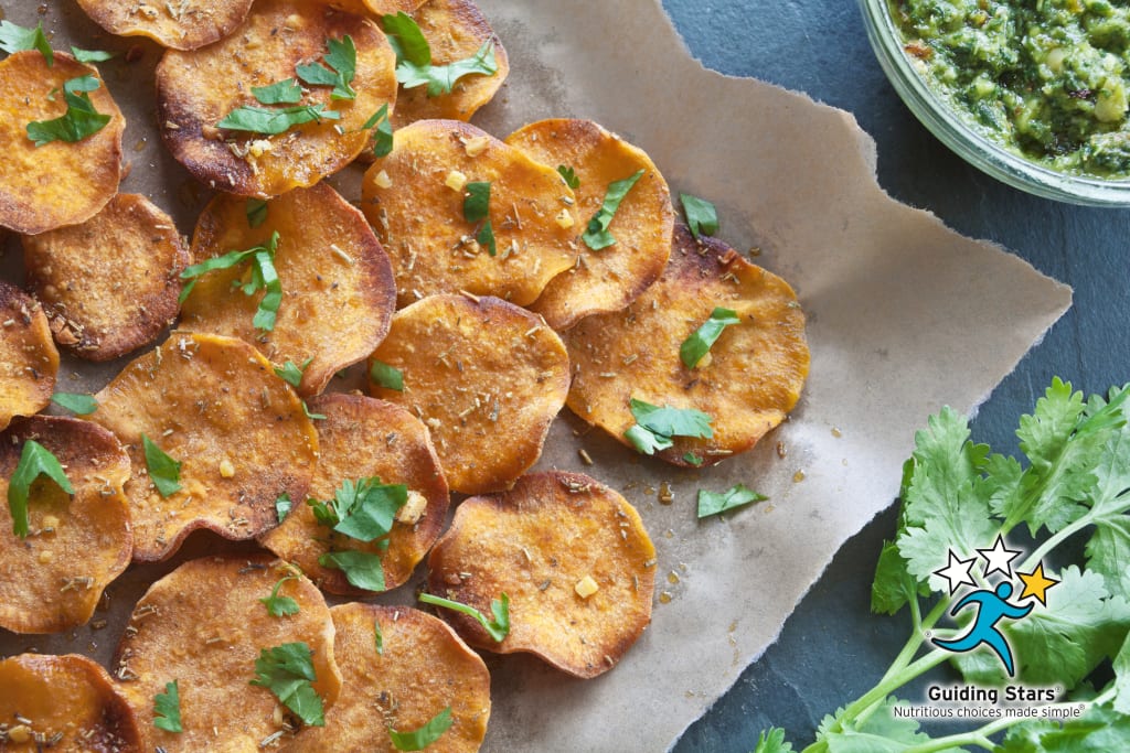 Garlic Rosemary Baked Sweet Potato Chips