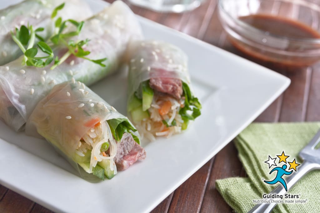 Fresh Spring Rolls with Sesame-Tamari Grilled Steak