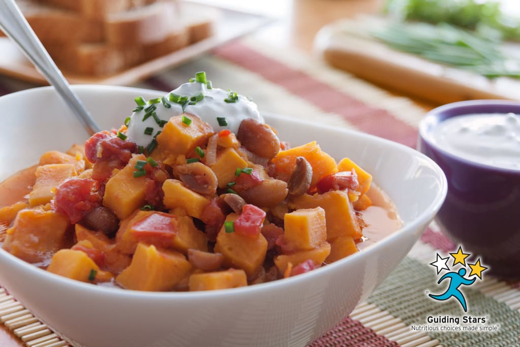 African Ground Nut Stew with Sour Cream-Chive Topping