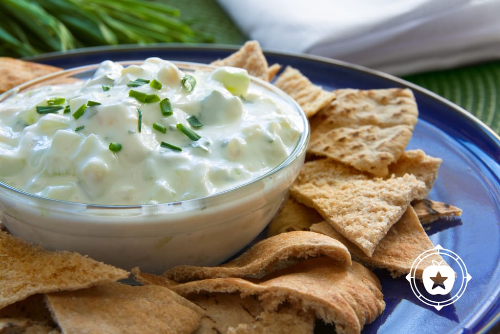 Greek Cucumber Dip with Pita Triangles