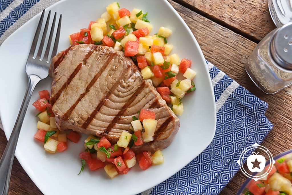 Grilled Tuna with Fire and Ice Salsa