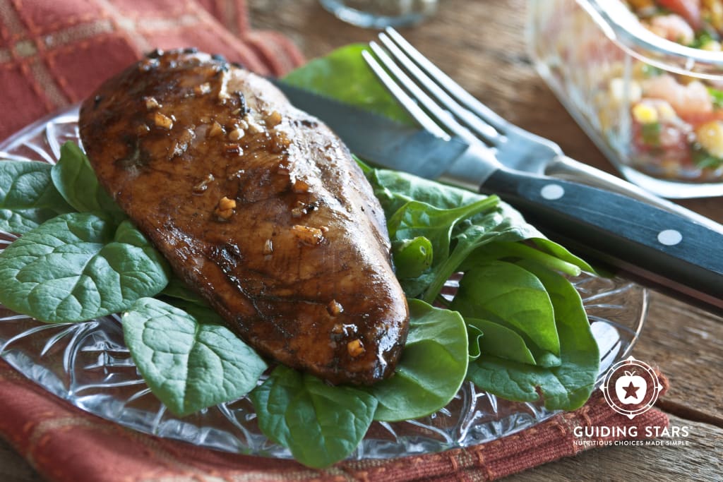 Balsamic Chicken over Spinach