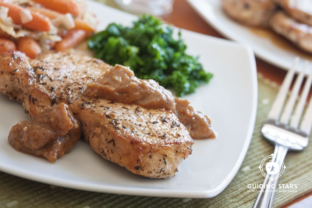 Garlic Basil Pork with Applesauce