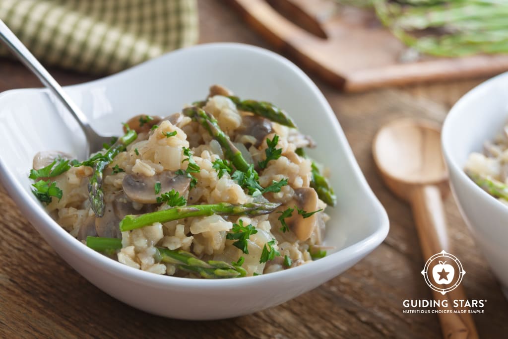 Brown Rice Pilaf with Asparagus & Mushrooms