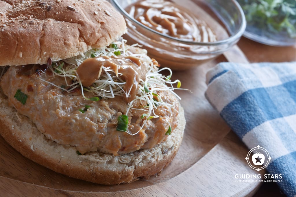 Chicken Burgers with Peanut Sauce