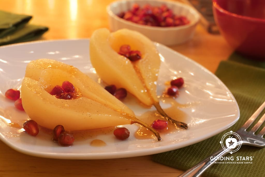 Poached Pears with Pomegranate Seeds