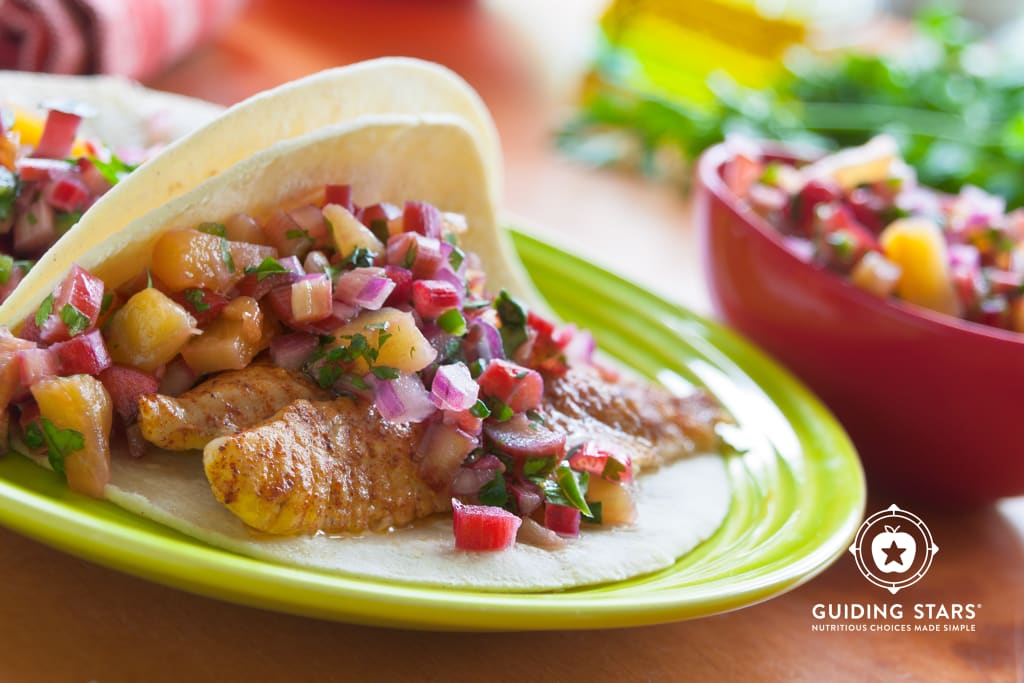 Fish Tacos with Rhubarb Salsa