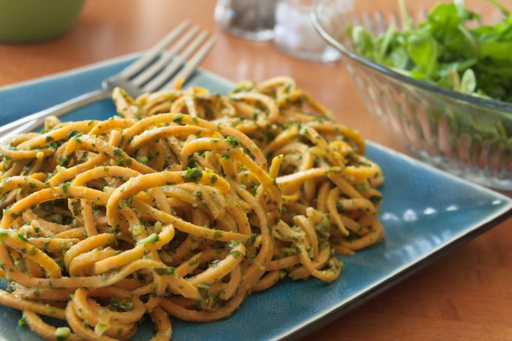 [NEW] Sweet Potato Noodles With Pesto