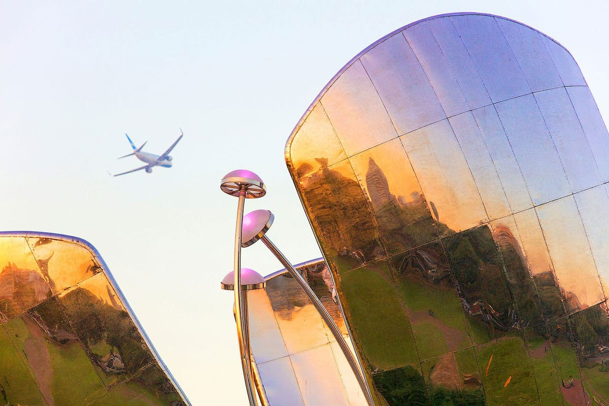 Airplane flight Floralis Generica Buenos Aires Recoleta Argentina South-America