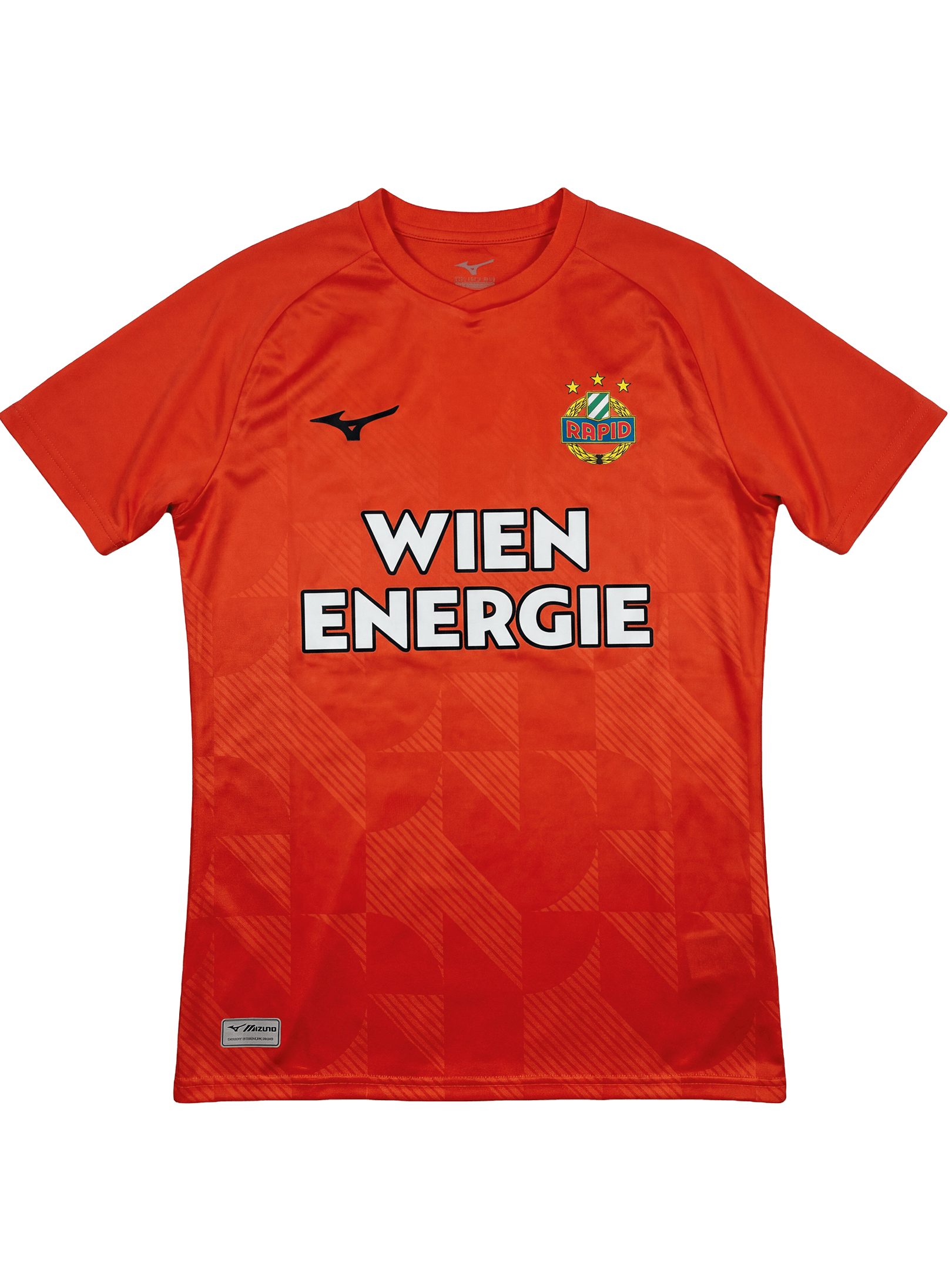SK Rapid Torwarttrikot 26/27 von Mizuno in Orange – Vorderansicht.