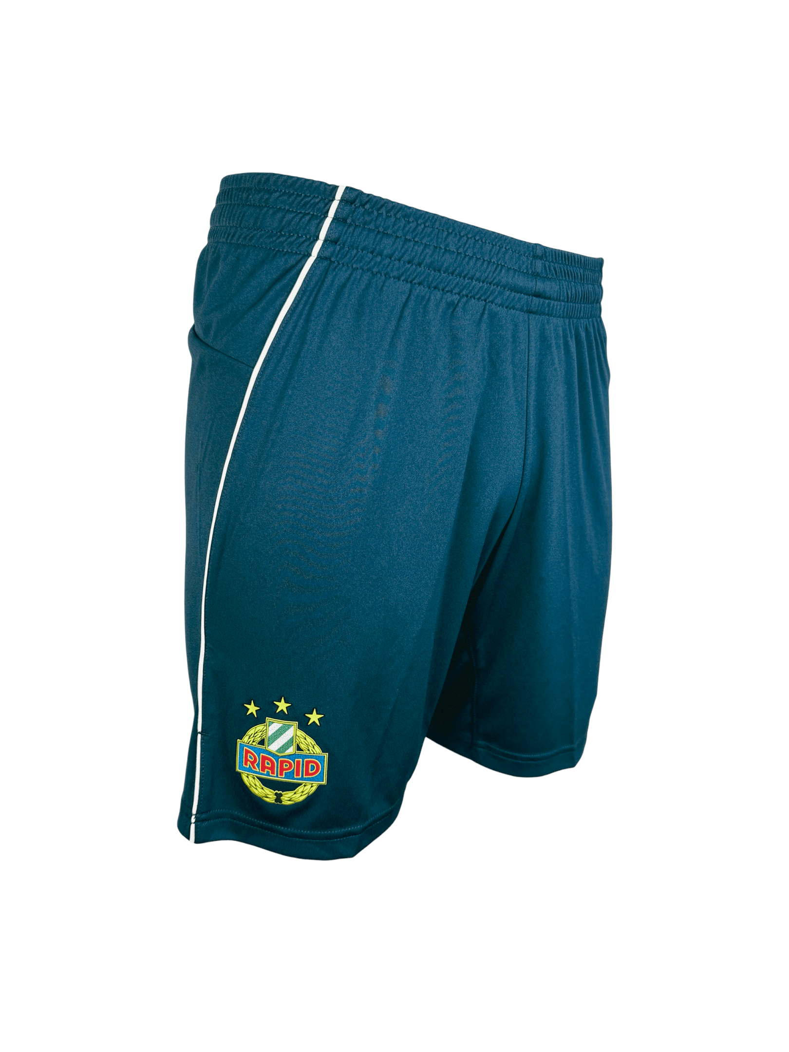 Dunkelblaue SK Rapid Training Short für Kinder von Mizuno mit Vereinswappen.