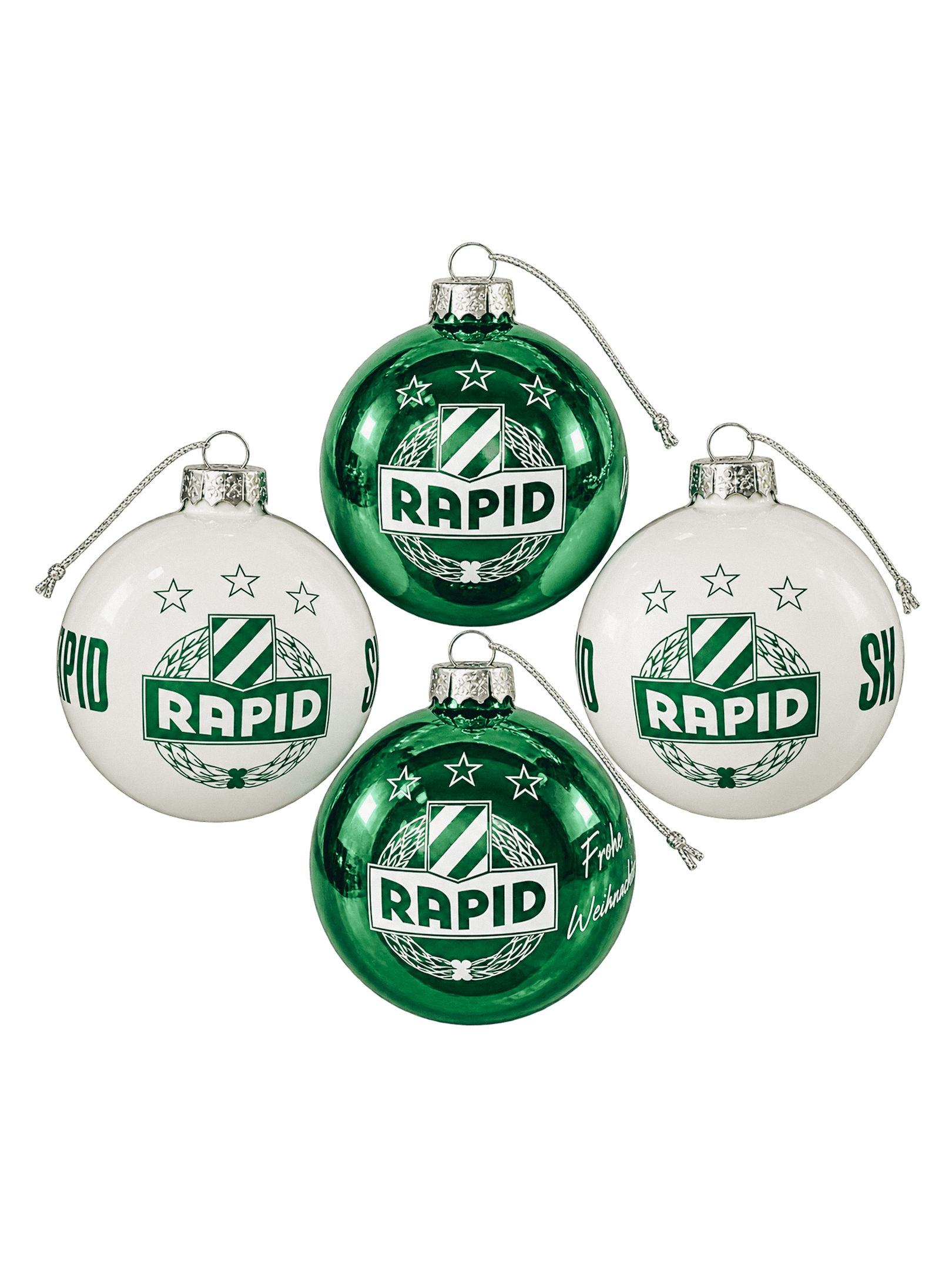 SK Rapid Weihnachtskugeln 26/27 4er-Set in Grün und Weiß