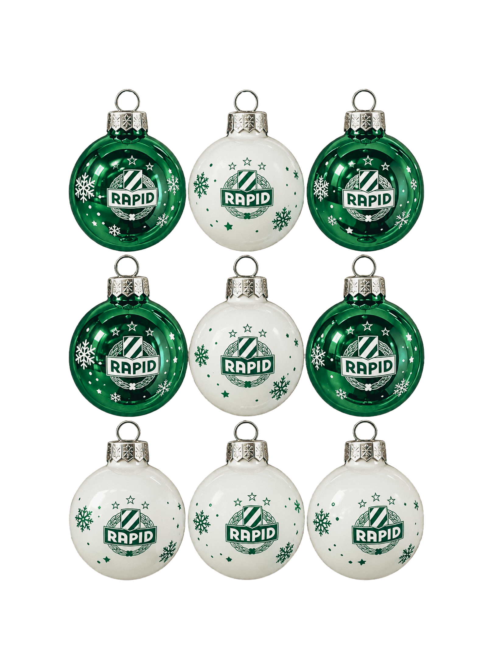 SK Rapid Weihnachtskugeln Mini 26/27 10er-Set in Grün und Weiß