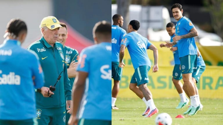 Ancelotti esboça provável escalação do Brasil com Pedro do Flamengo