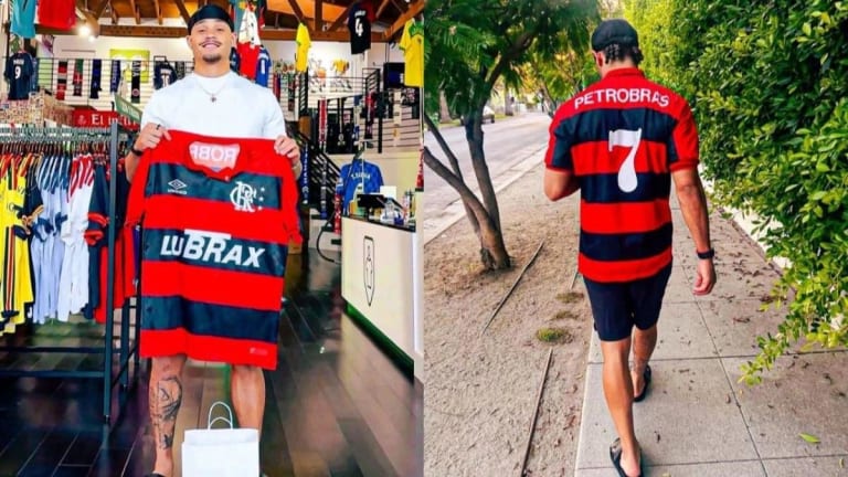 Meia holandês Xavi Simons é flagrado comprando camisa histórica do Flamengo