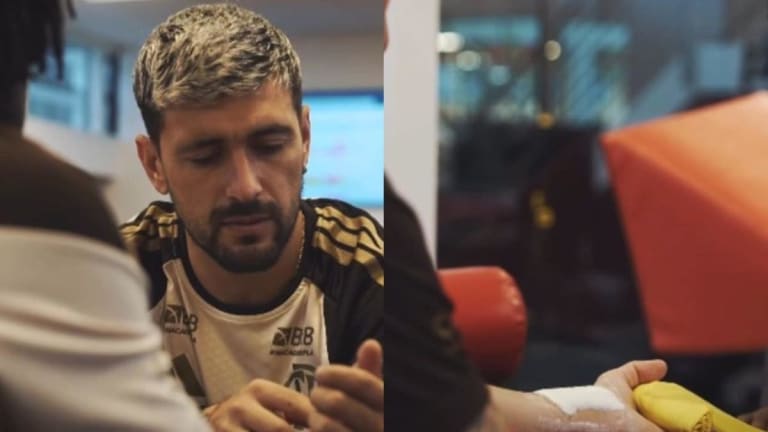 Arrascaeta inicia fisioterapia no Flamengo e mostra evolução de lesão no punho