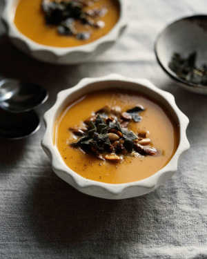 Pumpkin Soup w/ Frizzled Sage & Seeds