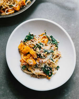 Butternut & Kale Pasta w/ Pecan Crispies