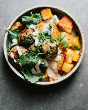 Herby Chicken Kofta w/ Harissa Potatoes