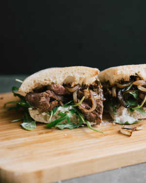 Steak Sammies w/ Whipped Feta & Onions