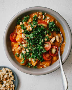Butternut & Chickpea Stew w/ Spicy Peanuts