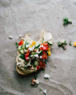 Hummus Tartines w/ Israeli Salad