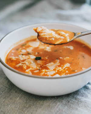 Tomato Soup w/ Spicy Sausage & Orzo
