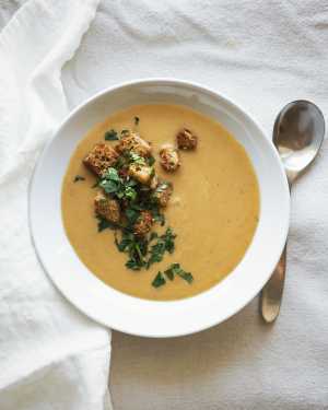 Squash & Apple Soup w/ Croutons