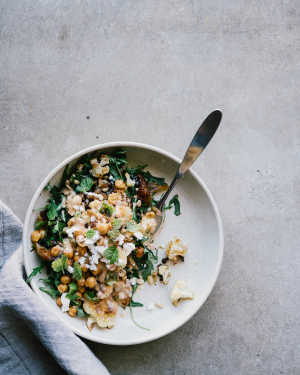 Roasted Cauliflower Salad w/ Harissa Tahini Drizzle