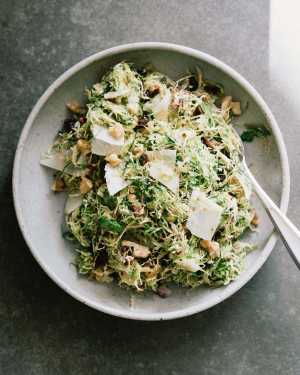 Shaved Brussels w/ Candied Bacon, Cherries & Walnuts