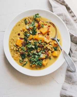 Gingered Butternut Squash & Lentil Soup