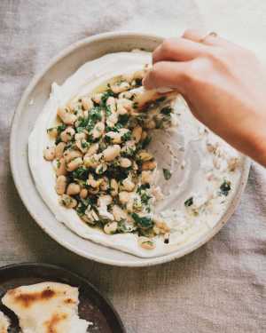 Whipped Ricotta w/ Charred White Beans & Chimichurri