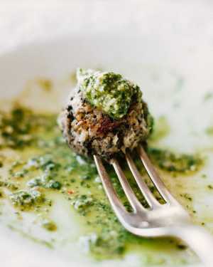 Lentil Meatballs w/ Lemon Pesto