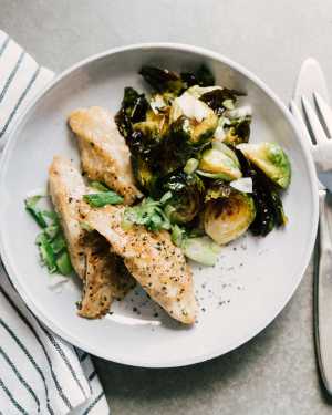 Garlic Chicken w/ Bee Sting Brussels