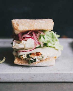 Spinach Artichoke Chicken Burgers