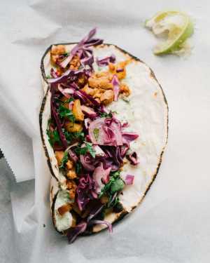 Potato & Chorizo Tacos w/ Avo Pepita Sauce