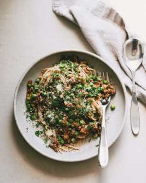 Lamb & Pea Spring Spaghetti
