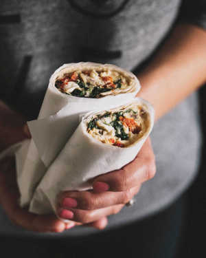 Egg, Feta & Sundried Tomato Wraps