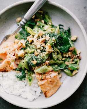 Mustard Salmon w/ Snap Pea Salad