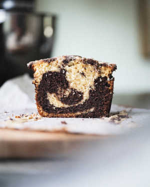 Marbled Loaf Cake w/ Espresso Glaze