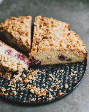 Raspberry Buckle Cake w/ Almond Streusel
