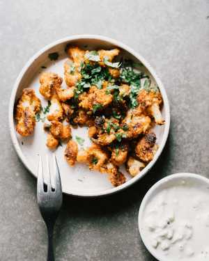 Crispy Buffalo Cauliflower w/ Blue Cheese Dressing
