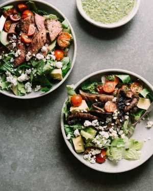 Steak (or mushroom!) Salads w/ Salsa Verde